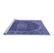 Sideview of Machine Washable Medallion Blue Traditional Rug, wshtr3515blu