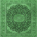 Square Machine Washable Medallion Emerald Green Traditional Area Rugs, wshtr3515emgrn