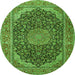 Square Medallion Green Traditional Rug, tr3515grn