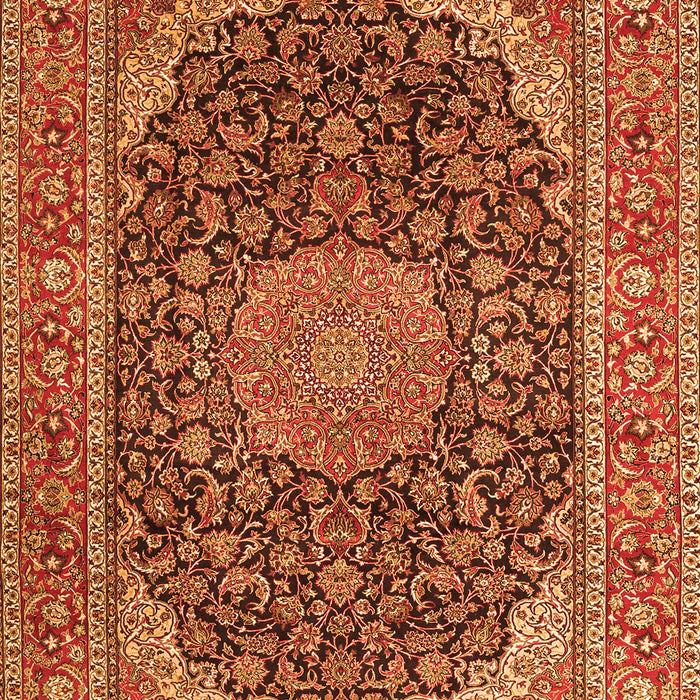 Serging Thickness of Machine Washable Medallion Orange Traditional Area Rugs, wshtr3515org