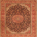 Serging Thickness of Medallion Orange Traditional Rug, tr3515org