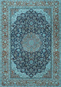 Medallion Light Blue Traditional Rug, tr3515lblu