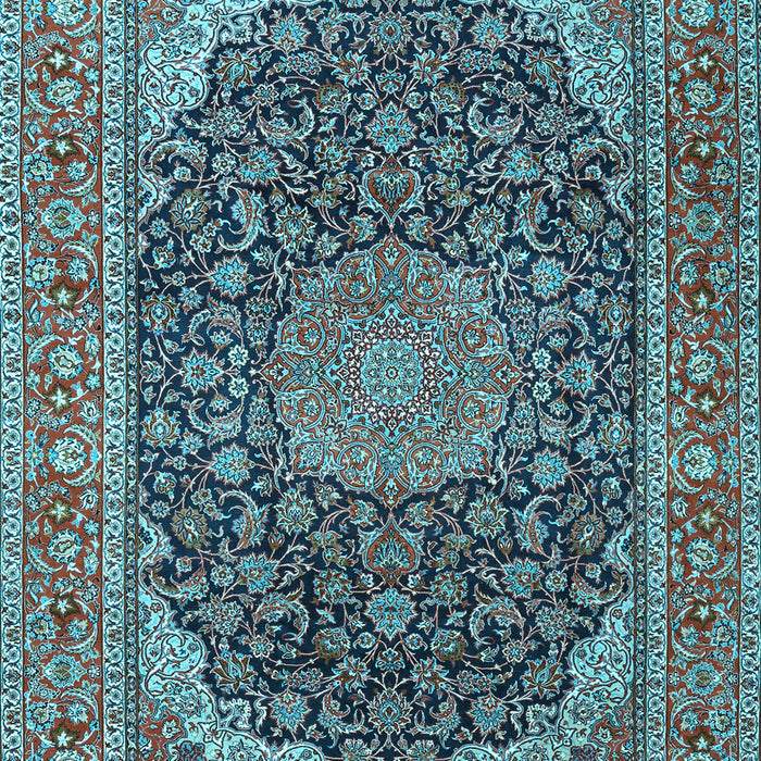 Medallion Light Blue Traditional Rug, tr3515lblu
