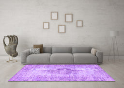 Machine Washable Persian Purple Traditional Area Rugs in a Living Room, wshtr3516pur