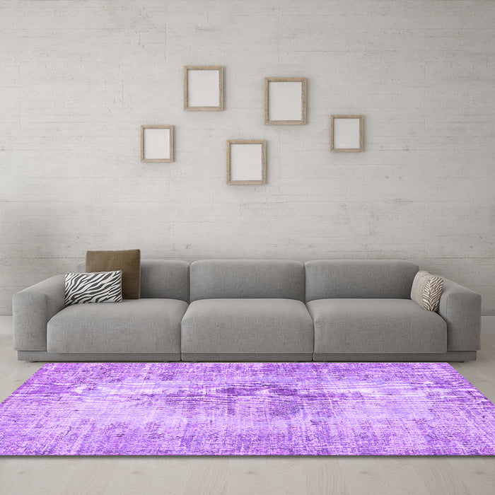 Machine Washable Persian Purple Traditional Area Rugs in a Living Room, wshtr3516pur