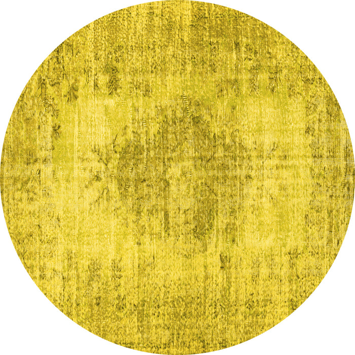 Round Persian Yellow Traditional Rug, tr3516yw