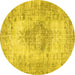 Round Persian Yellow Traditional Rug, tr3516yw