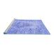 Sideview of Machine Washable Persian Blue Traditional Rug, wshtr3516blu