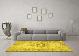 Machine Washable Persian Yellow Traditional Rug in a Living Room, wshtr3516yw