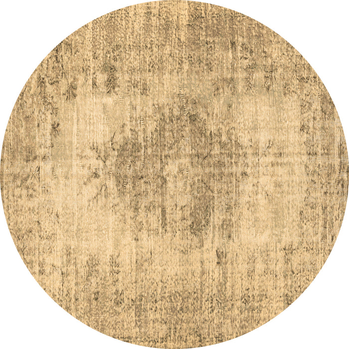 Round Persian Brown Traditional Rug, tr3516brn