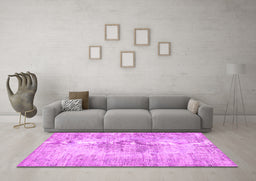 Machine Washable Persian Pink Traditional Rug in a Living Room, wshtr3516pnk