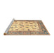 Sideview of Machine Washable Traditional Dark Gold Brown Rug, wshtr3517