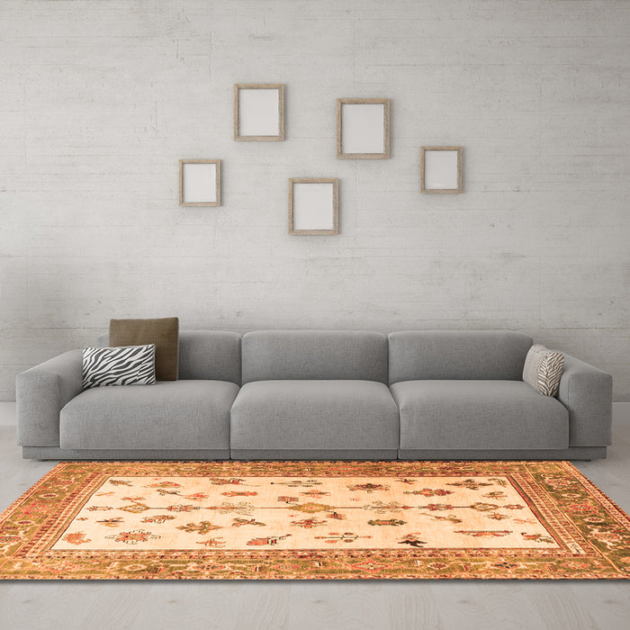 Machine Washable Persian Orange Traditional Area Rugs in a Living Room, wshtr3517org