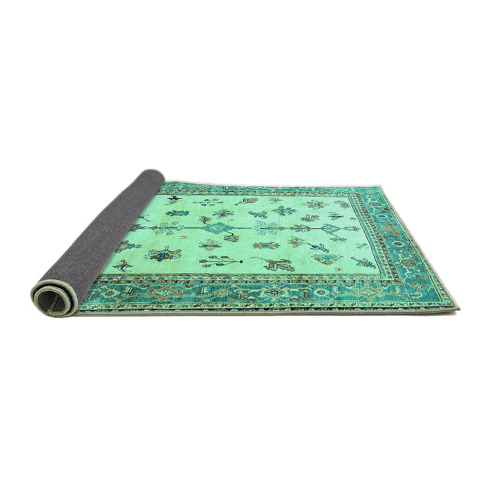 Sideview of Persian Turquoise Traditional Rug, tr3517turq