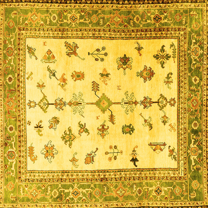 Square Machine Washable Persian Yellow Traditional Rug, wshtr3517yw