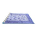 Sideview of Machine Washable Persian Blue Traditional Rug, wshtr3517blu