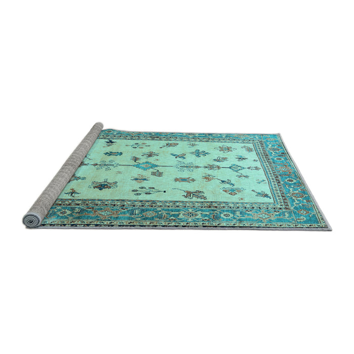 Sideview of Machine Washable Persian Light Blue Traditional Rug, wshtr3517lblu