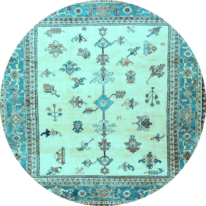 Round Persian Light Blue Traditional Rug, tr3517lblu