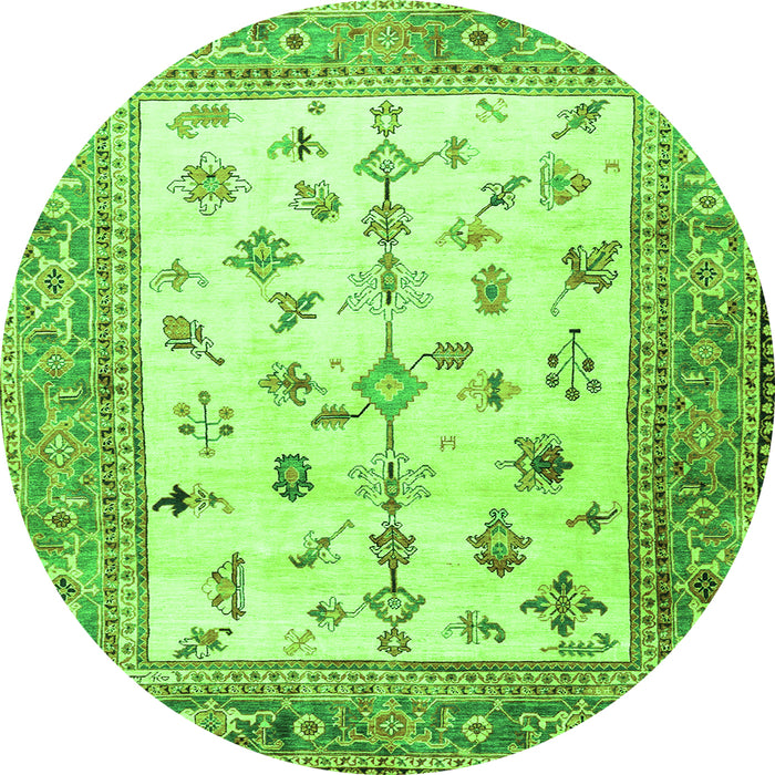 Square Persian Green Traditional Rug, tr3517grn
