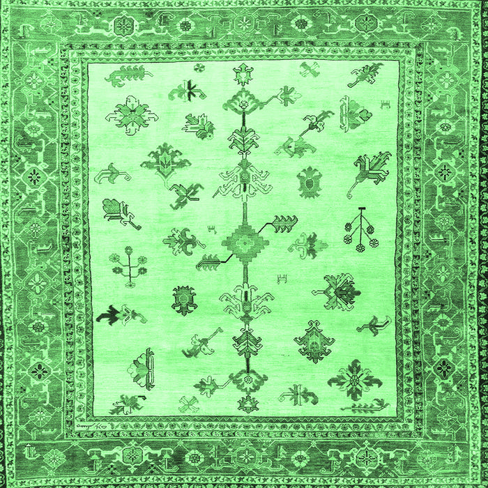 Square Machine Washable Persian Emerald Green Traditional Area Rugs, wshtr3517emgrn