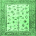 Square Machine Washable Persian Emerald Green Traditional Area Rugs, wshtr3517emgrn