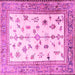 Square Machine Washable Persian Pink Traditional Rug, wshtr3517pnk