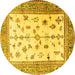 Round Persian Yellow Traditional Rug, tr3517yw