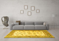 Machine Washable Persian Yellow Traditional Rug, wshtr3517yw