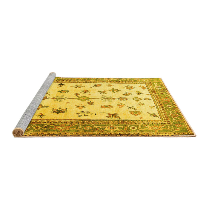Sideview of Machine Washable Persian Yellow Traditional Rug, wshtr3517yw