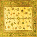 Square Persian Yellow Traditional Rug, tr3517yw