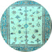 Round Machine Washable Persian Light Blue Traditional Rug, wshtr3517lblu