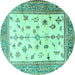 Round Persian Turquoise Traditional Rug, tr3517turq