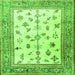 Round Machine Washable Persian Green Traditional Area Rugs, wshtr3517grn