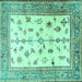 Square Machine Washable Persian Turquoise Traditional Area Rugs, wshtr3517turq