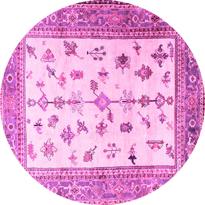 Round Persian Pink Traditional Rug, tr3517pnk
