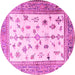 Round Persian Pink Traditional Rug, tr3517pnk