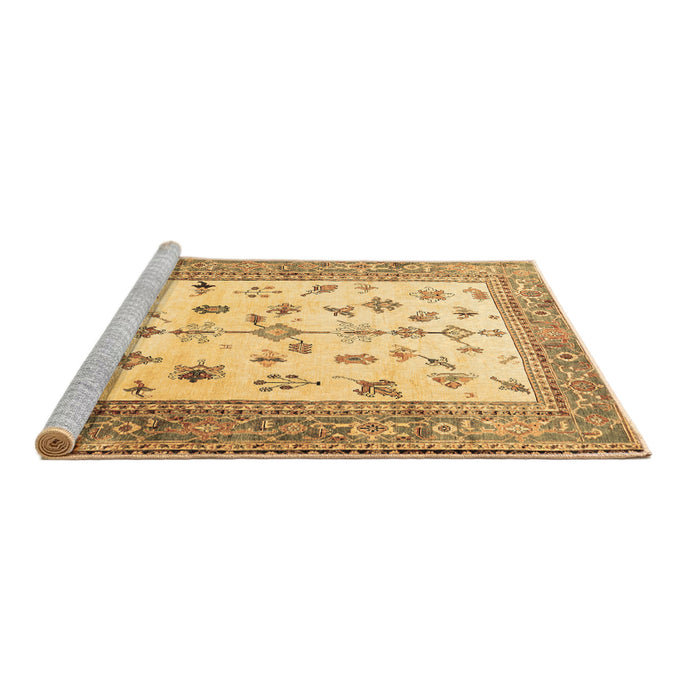 Sideview of Machine Washable Persian Brown Traditional Rug, wshtr3517brn