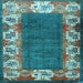 Square Machine Washable Persian Light Blue Traditional Rug, wshtr3518lblu