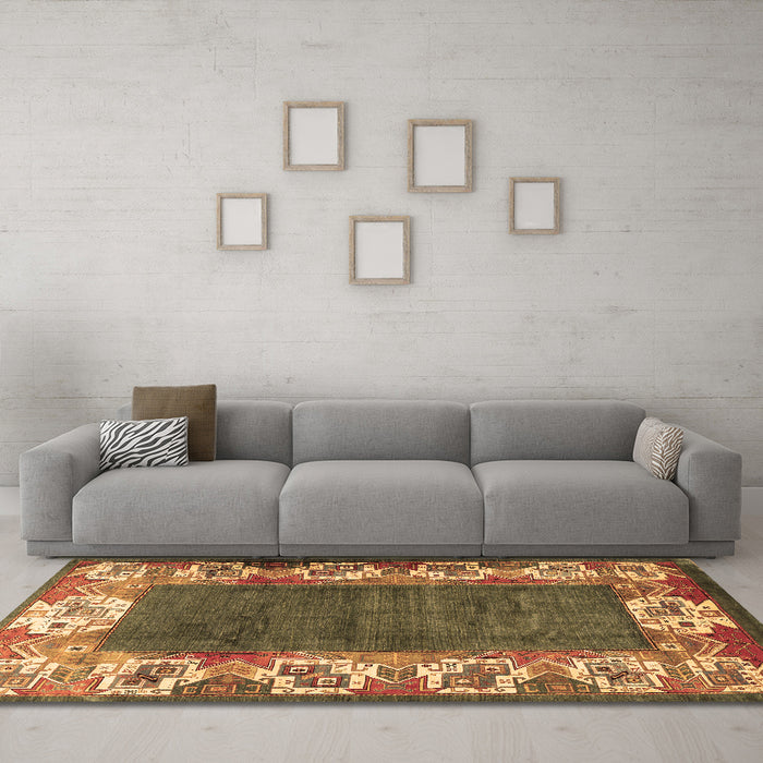 Machine Washable Persian Brown Traditional Rug in a Living Room,, wshtr3518brn