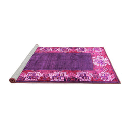 Sideview of Machine Washable Persian Pink Traditional Rug, wshtr3518pnk