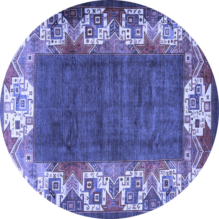 Round Persian Blue Traditional Rug, tr3518blu