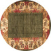 Round Persian Brown Traditional Rug, tr3518brn