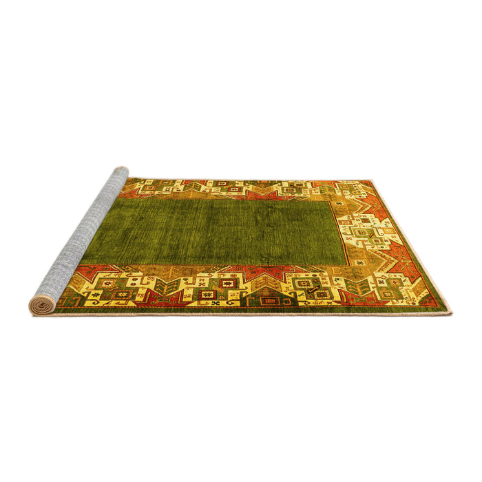 Sideview of Machine Washable Persian Yellow Traditional Rug, wshtr3518yw