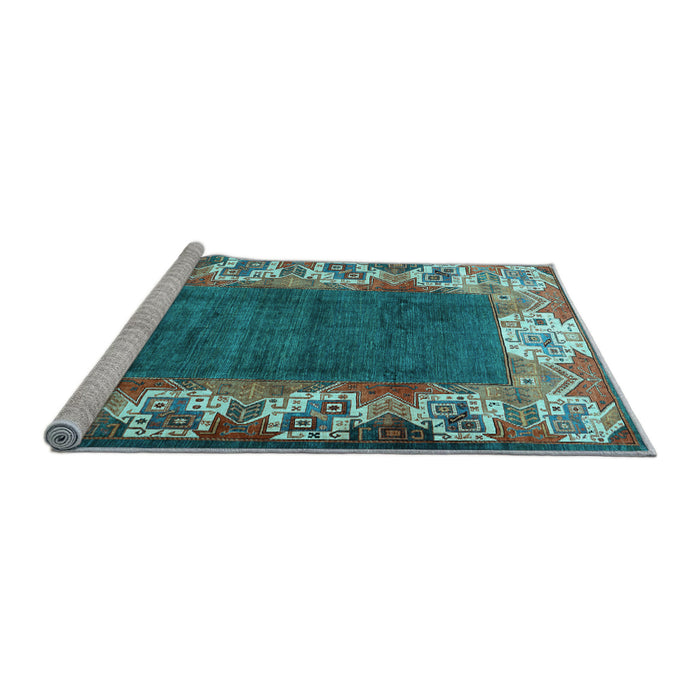 Sideview of Machine Washable Persian Light Blue Traditional Rug, wshtr3518lblu
