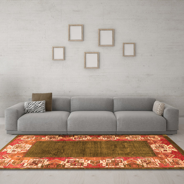 Machine Washable Persian Orange Traditional Area Rugs in a Living Room, wshtr3518org