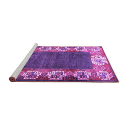 Sideview of Machine Washable Persian Purple Traditional Area Rugs, wshtr3518pur