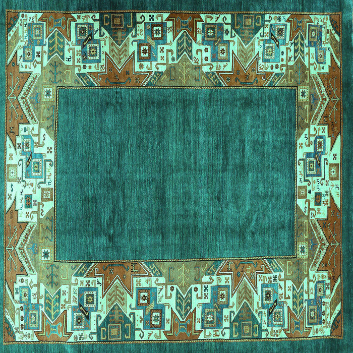 Square Machine Washable Persian Turquoise Traditional Area Rugs, wshtr3518turq
