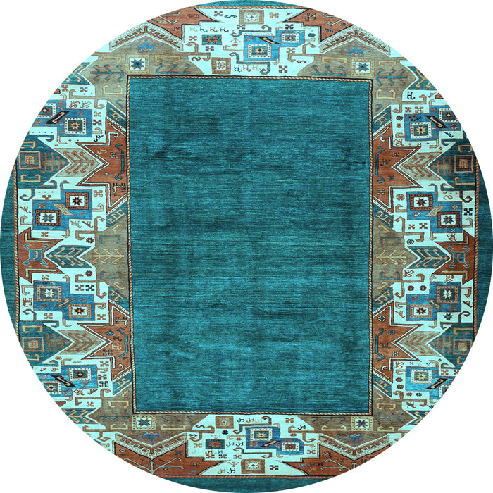 Round Persian Light Blue Traditional Rug, tr3518lblu