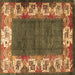 Square Persian Brown Traditional Rug, tr3518brn