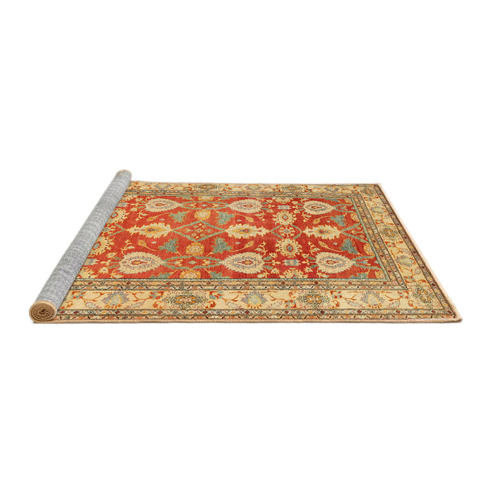 Sideview of Machine Washable Traditional Chrome Gold Yellow Rug, wshtr3519